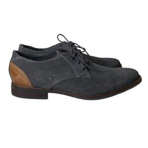 Rockport SP Blucher Gray Suede Tan Leather Oxford Dress Shoes Size 6.5 W